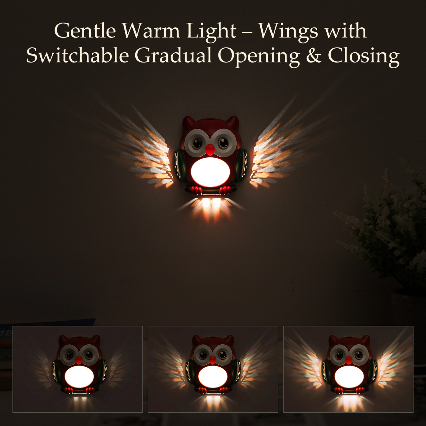 Jolbi Daily Owl LED Night Light – Motion Sensor, USB Rechargeable, Magnetic | Perfect for Bedroom, Nursery, or Fridge