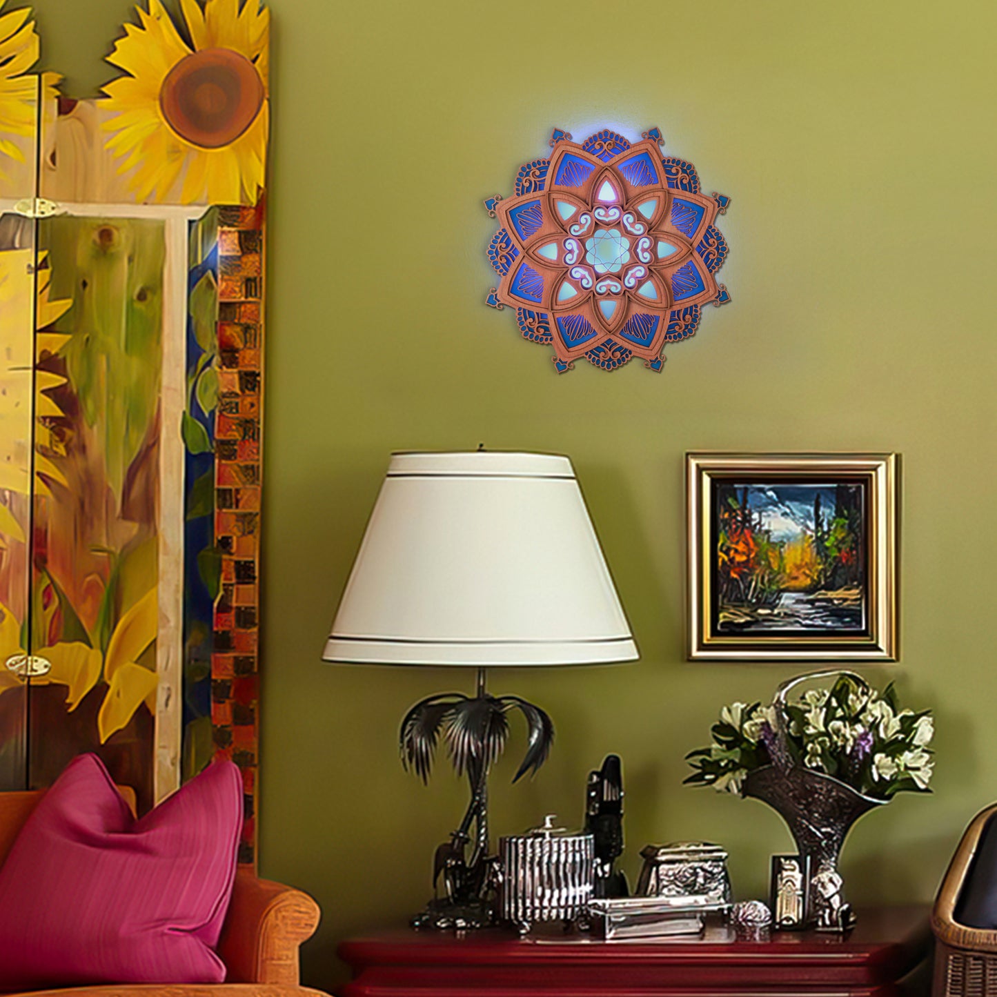 Jolbi Daily-Boho Wood Wall Lamp – Ambient Light for Meditation & Gifts
